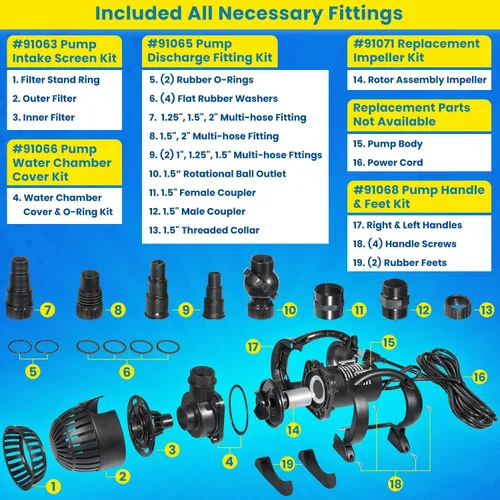 Miniatura 4 de 91018 3000 GPH Bomba de agua sumergible para fuente de cascada de estanque, sistema de filtro hidropónico para acuario, tanque de peces, piscina Koi