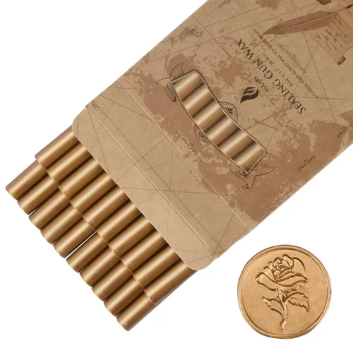 Miniatura 7 de 20 mini pistolas de pegamento de cera de sellado, palitos de cera de sellado, ideales para invitaciones de boda, cartas, sobres, tarjetas y Champán