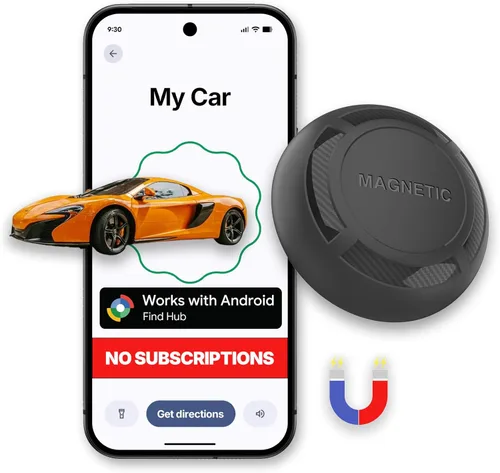Rastreador GPS para vehículos: rastreador GPS magnético para automóvil, sin suscripción, funciona con Google Find Hub (Find My Device), rastreador