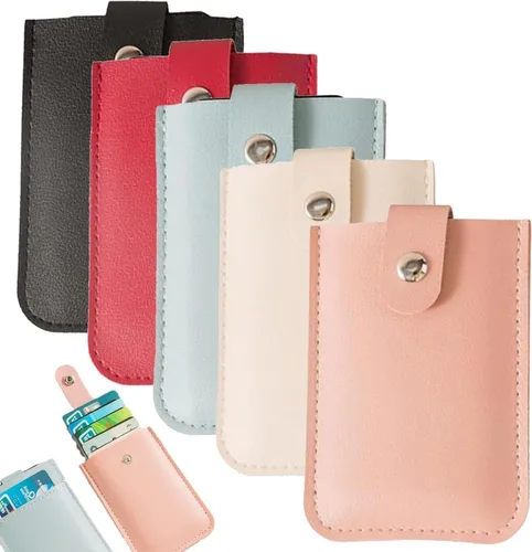 Organizador de tarjetas extraíble personalizado de 5 colores, soporte para tarjetas de visita, billetera de bolsillo frontal para mujeres y hombres