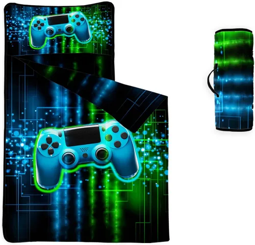 Miniatura 9 de Tapete para siesta espacial – Saco de dormir de galaxia espacial con almohada extraíble – Juego de ropa de cama para guardería y fiestas de pijamas