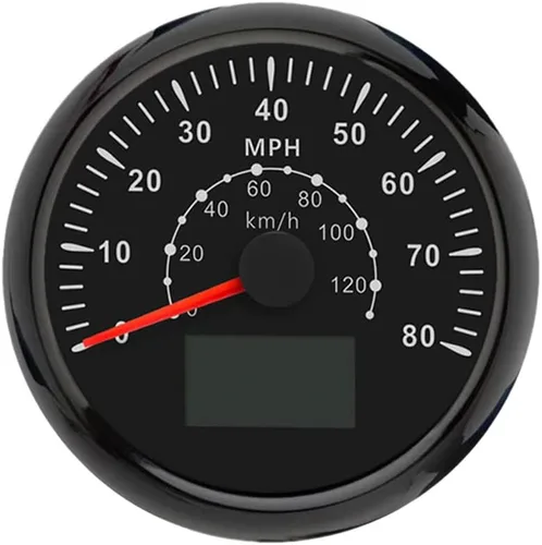 Miniatura 9 de ELING Velocímetro GPS de 3 3/8 pulgadas (3.346 in) 0-200 MPH con kilometraje total Tripmeter Curso sobre el suelo 12V 24V con 8 colores Negro+Negro
