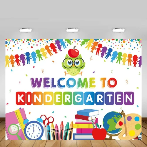 Miniatura 5 de MEHOFOND Fondo de bienvenida a jardín de infantes de 7 x 5 pies, banderas coloridas de búho para el regreso a clases, decoración de fiesta