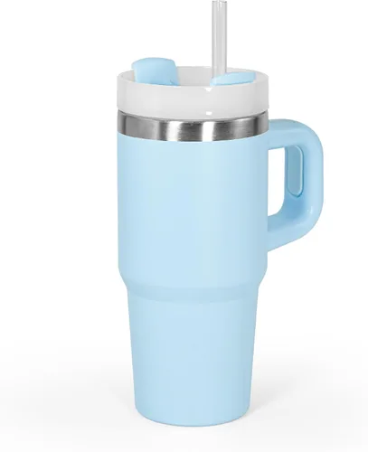 Miniatura 14 de Vaso de 14 onzas con asa de acero inoxidable de doble capa aislante, botella de agua de acero inoxidable reutilizable para niños, regalos para niños