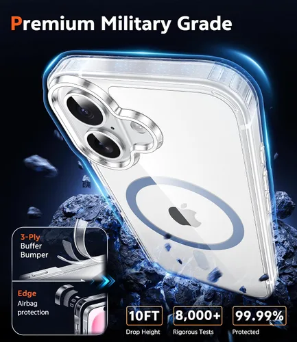 Miniatura 1497 de FNTCASE Funda para iPhone 13 Pro-Max: Fundas magnéticas transparentes compatibles con Magsafe Slim anti amarillamiento protección contra caídas