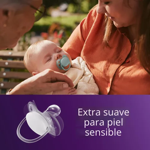 Miniatura 2 de Philips Avent Chupetes ultrasuaves – Diseño ortodóntico, para bebés de 0 a 6 meses, escudo flexible, pezón simétrico de silicona, sin BPA, 2 Azul