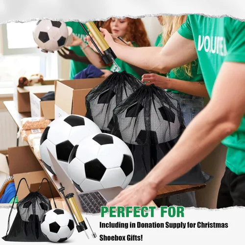 Miniatura 4 de Paquete de 2 pelotas de fútbol desinfladas con bomba para regalos de Navidad de 4 a 14 años, tamaño 3, tamaño 4, 5 artículos, ofertas a granel