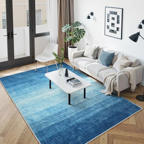 Miniatura 50 de Wonnitar Alfombra rosa lavable de 2 x 6 pies, moderna alfombra de pasillo de baño en degradé, contemporáneo, antideslizante, alfombra degradada