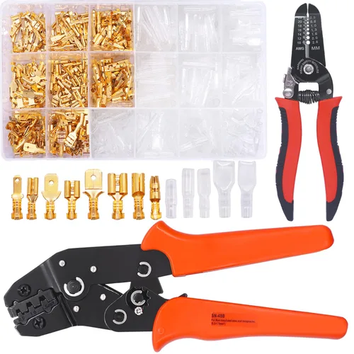 Miniatura 12 de Twidec/360Pcs 2.8/4.8/6.3mm Kit de surtido de terminales de engarce rápido tipo faston macho y hembra con manga aislante para cableado eléctrico