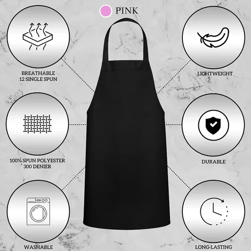 Miniatura 6 de GREEN LIFESTYLE Paquete de 2 delantales de chef con bolsillos, delantales de parrilla para hombres, delantal de cocina impermeable para barbacoa
