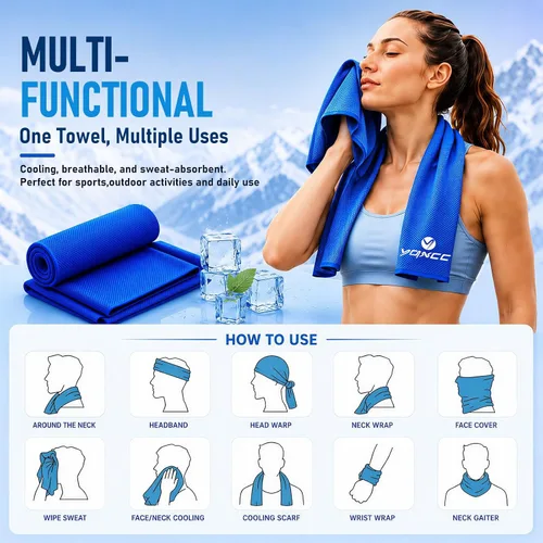 Miniatura 4 de YQXCC Paquete de 4 toallas refrescantes de 40 x 12 pulgadas, toallas de hielo de microfibra para cuello y cara, trapos suaves y transpirables para 2