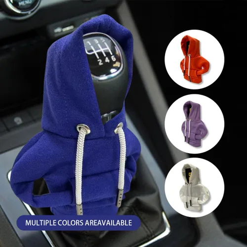 Miniatura 7 de JOYCOURT Funda para palanca de cambios de automóvil, sudadera con capucha de moda, funda para perilla de palanca de cambios cálida para invierno Azul