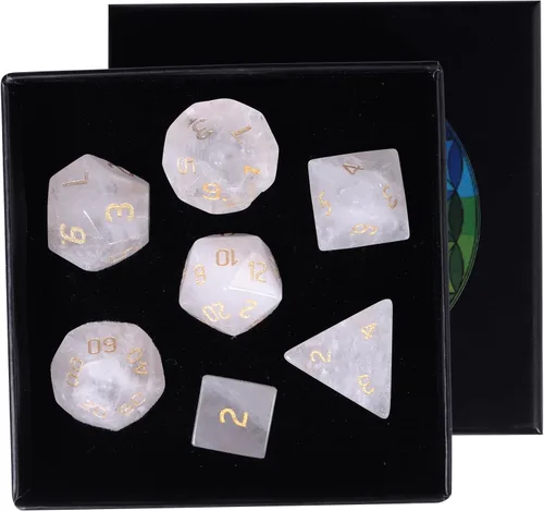 Miniatura 13 de rockcloud Juego de 7 dados poliédricos DND de piedra de sangre africana, dados hechos a mano con piedra de cristal curativo con caja de dados