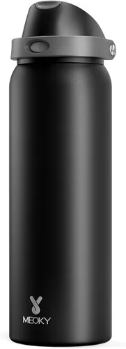 Miniatura 65 de Botella de agua aislada de 40 onzas con popote, botella de agua de metal de acero inoxidable con tapa 2 en 1, a prueba de fugas, fría durante 24