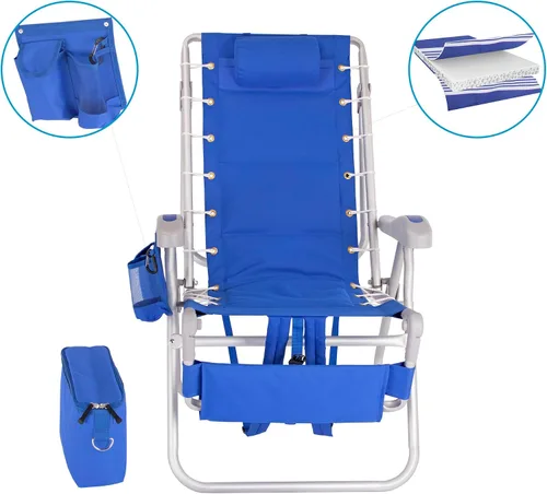 Miniatura 3 de Mochila acolchada de alta resistencia para adultos con reposapiés y bolsa enfriadora Coloque plana, 5 posiciones reclinables Bolsa térmica