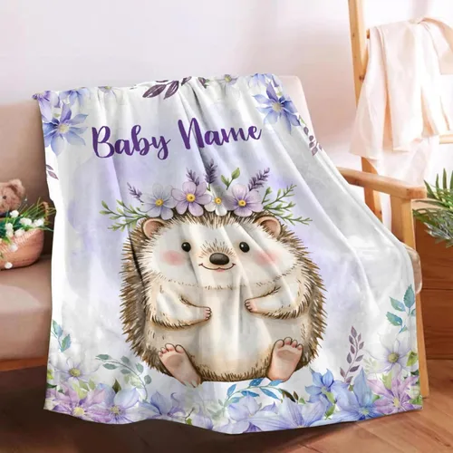 Miniatura 14 de Manta de bebé personalizada para niñas y niños pequeños, recién nacidos, regalos personalizados de vaca floral con nombre y texto, 40 x 30 pulgadas