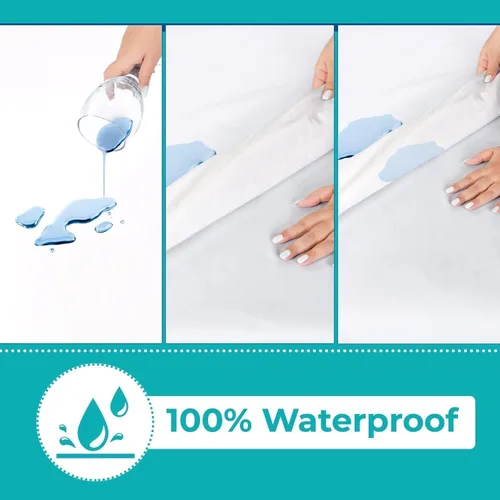 Miniatura 4 de Feather & Stitch - Protector de colchón de alta calidad, funda de colchón con cremallera, 100% impermeable, de punto de poliéster, absorbente, funda