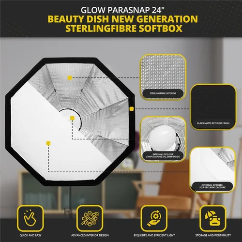 Miniatura 8 de Glow ParaSnap - Plato de belleza de 24 pulgadas, caja de luz de fibra de ley de nueva generación con montaje Bowens