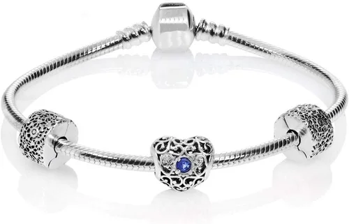 Miniatura 3 de MiniJewelry - Abalorio de plata de ley con forma de corazón para pulseras, diseño de corazón con texto en inglés