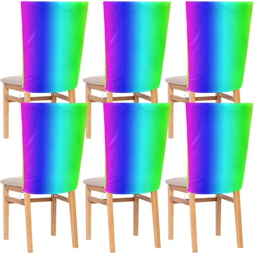 Juego de 6 fundas decorativas para sillas de comedor, lavables a mano, lavables a mano, color arcoíris