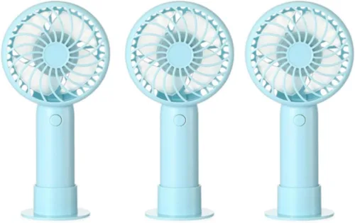 Miniatura 21 de Tujoe Mini ventilador de mano potente de 3 velocidades, ventilador personal pequeño portátil recargable con base USB para mujeres, maquillaje