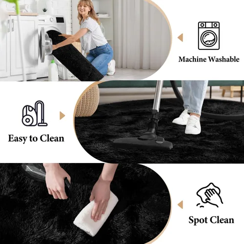 Miniatura 3 de Alfombra Redonda para Dormitorio, Alfombras de Área Circulares Suaves y Esponjosas de 4x4 pies para Cuarto de Niños y Niñas, Habitación Infantil