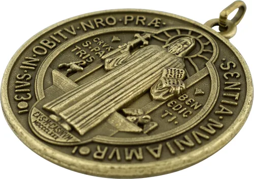 Miniatura 3 de Venerare Medalla de San Benito de lujo de 2 pulgadas, metal, esmalte