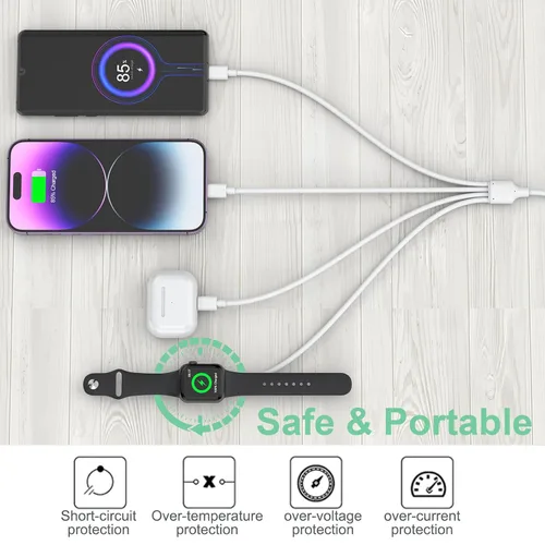 Miniatura 4 de Cable de carga universal 6 en 1 de viaje, cargador USB A/tipo C iWatch+Lightning*2+adaptador de cable tipo C Combo para Smart Watch Series