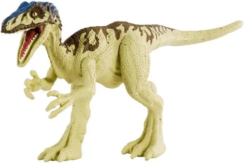 Jurassic World Camp Cretácico Attack Pack Figura de dinosaurio Coelurus con 5 puntos de articulación, escultura realista y textura; para edades de 4