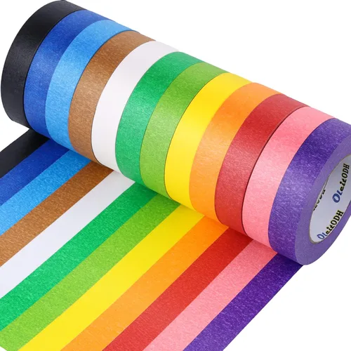 Miniatura 13 de Oleitodh 15 rollos de cinta roja para pintores a granel de 1 pulgada x 825 yardas, cinta de enmascarar para pintores sin residuos, cinta de pintura