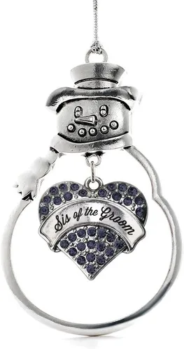 Miniatura 20 de Inspired Silver - Fuerza Aérea - Adorno de Navidad plateado - Adorno de árbol de Navidad con colgante de corazón azul con circonita cúbica