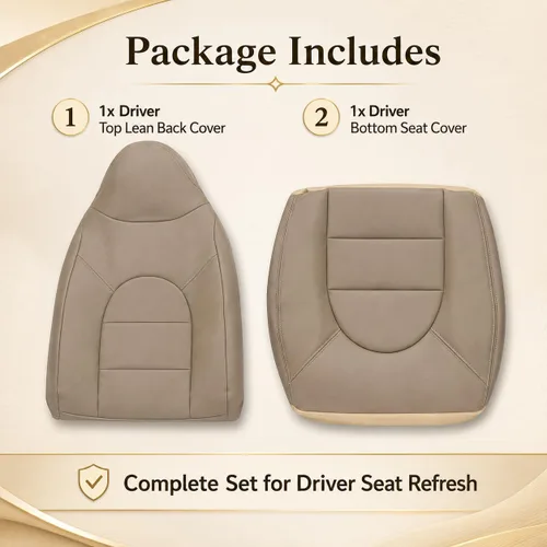 Miniatura 8 de NLQR Fundas de asiento de repuesto para parte inferior y superior del lado del conductor, cuero de microfibra marrón compatible con Ford F250 F350