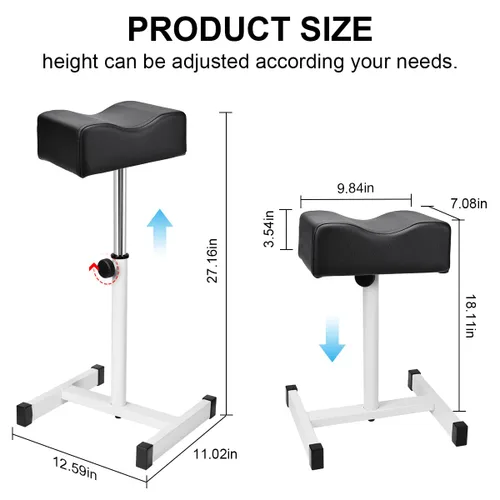 Miniatura 2 de FLOLXNB Reposapiés de manicura de pedicura, masaje de pies, manicura de uñas, taburete de belleza de altura ajustable para el hogar, salón de Negro