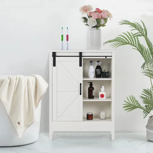 Miniatura 6 de MAISON ARTS Armario de almacenamiento de piso de baño con puerta corrediza de granero, armarios de buffet y aparadores, gabinete de almacenamiento