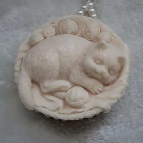 Miniatura 5 de Molde de silicona hecho a mano para jabón, vela, escultura de hielo y más, cuenco de molde de yeso aromático Bowl-Cat