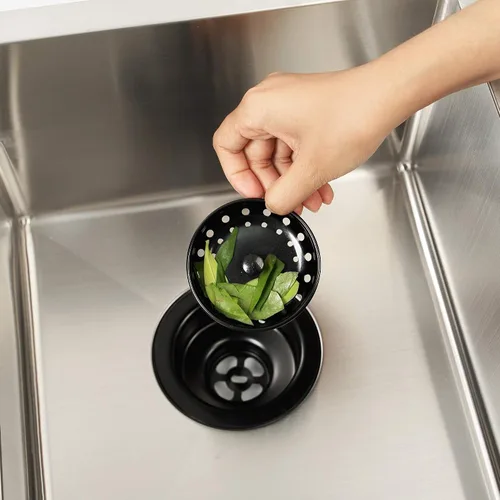Miniatura 4 de Tapón negro para fregadero,Tapón de fregadero de acero inoxidable,Tapón de cesta de repuesto para fregadero de cocina negro