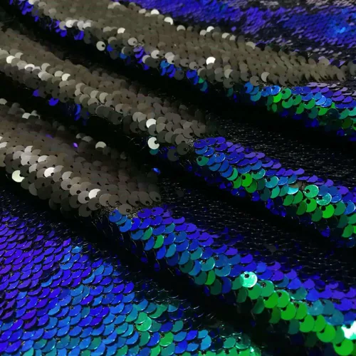 Miniatura 9 de DUOBAO Tela de Lentejuelas Reversibles con Efecto Flip - 0.5 Yarda de Lentejuelas de Sirena de Morado a Dorado, Material de Costura Brillante DIY