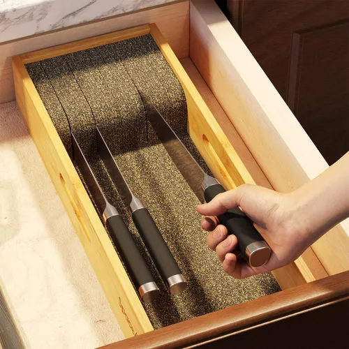 Miniatura 6 de SpaceAid Organizador de Cajón para Cuchillos Inserto de Bambú, Soporte para Cuchillos de Bistec de Cocina Organizadores Bloque para Cajón