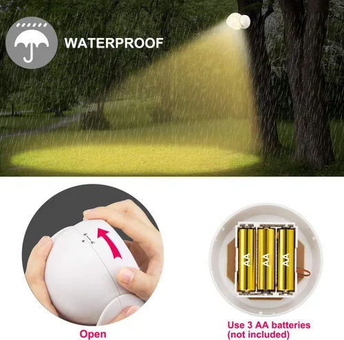Miniatura 3 de HONWELL Luz con sensor de movimiento funciona con pilas, luz de seguridad inalámbrica para exteriores, luz de seguridad, sensor de luz de encendido