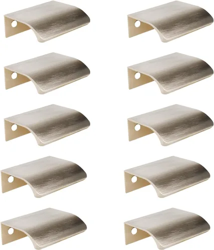 Miniatura 22 de Tiradores negros de 1.38 pulgadas para gabinete, 10 unidades, espacio entre agujeros de 0.63 pulgadas, tiradores de borde de aleación de aluminio
