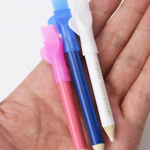 Miniatura 2 de 3 unids/set de rotulador de tela de costura con tapa de cepillo, tiza borrable con agua que desaparece tinta marcador de tela a sastres tiza
