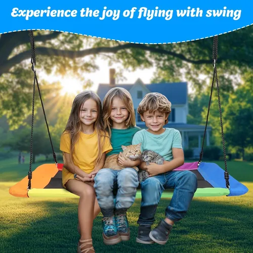 Miniatura 6 de Columpio de árbol rectangular gigante de 60 pulgadas para niños y adultos, resistente al agua y duradero, columpio grande para árbol al aire libre