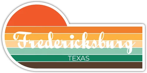Fredericksburg Texas - Adhesivo decorativo retro vintage, diseño estético de los años 70, diseño estético de Texas de 2 x 1.25 pulgadas