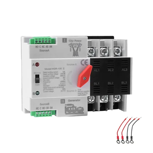 Miniatura 10 de Interruptor de transferencia automática/manual de 63amp AC110V 2P 50/60Hz, interruptor mini ATS de 2 polos 63A de doble potencia solar