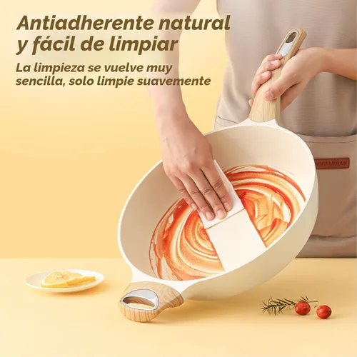 Miniatura 3 de SENSARTE Sartén Antiadherente de Cerámica con Tapa, Sartén Profunda Grande de 13.3 Pulgadas, Sartén Salteadora de 6 Qt, Sartén de Inducción, Sartén