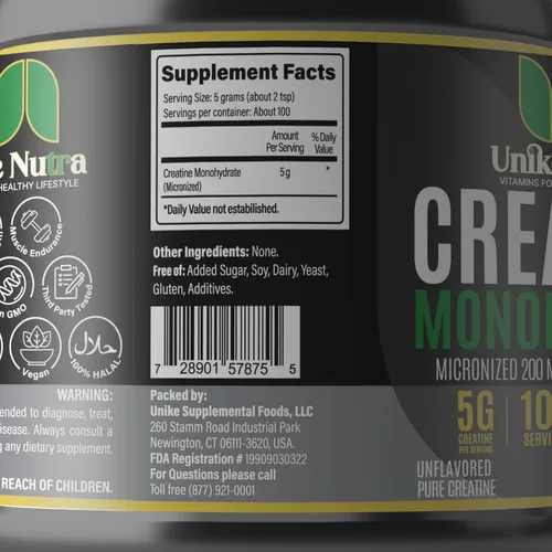 Miniatura 3 de Suplemento en polvo de monohidrato de creatina pura, sin sabor, apoya la energía muscular a granel, la recuperación y la fuerza, suplemento