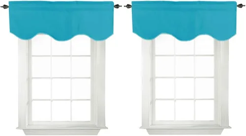 Miniatura 40 de Turquoize - Cenefa opaca para ventanas de cocina/baño/sala de estar/dormitorio con aislamiento térmico, cenefa festoneada con bolsillo para Aqua