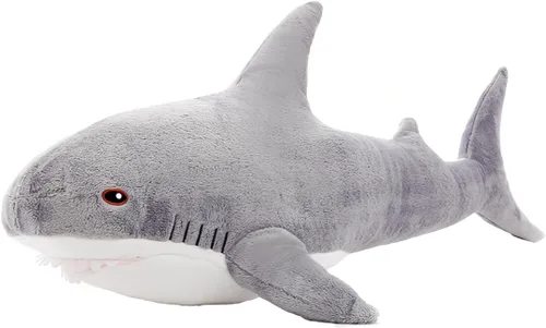 Miniatura 11 de Peluche de tiburón gigante de 39.4 pulgadas, almohada de tiburón de peluche súper suave y linda, decoración de habitación para niños y niñas, regalo
