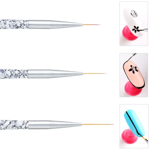 Miniatura 5 de Tbestmax Cepillo profesional para arte de uñas, pintura en gel UV, pinceles de uñas acrílicas, pinceles de rayas para trazos cortos, detalles