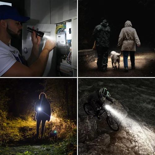 Miniatura 7 de Lepro Linterna LED con clip, linterna LE2050 de alto lúmenes, 5 modos de iluminación, zoomable, impermeable, linternas ligeras para emergencias